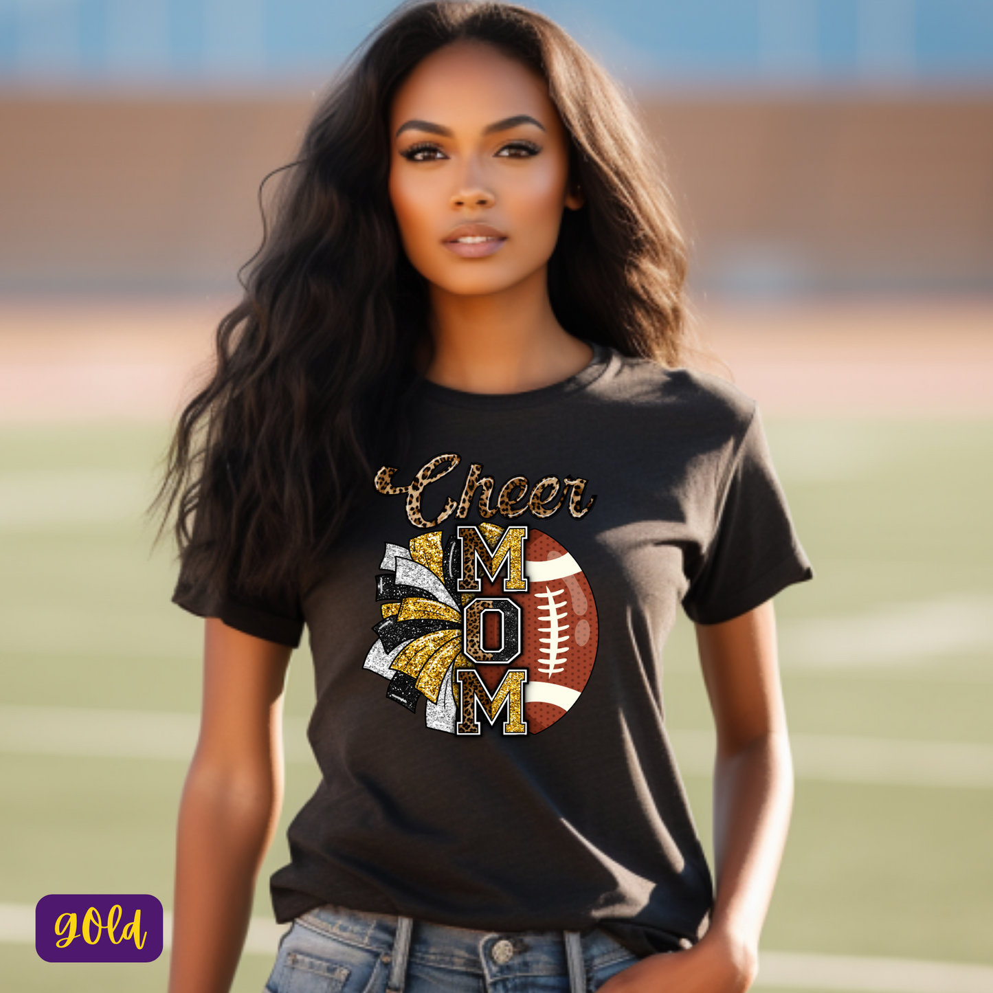 Game Day Glamour: Football-Inspired Cheer Moms Tee