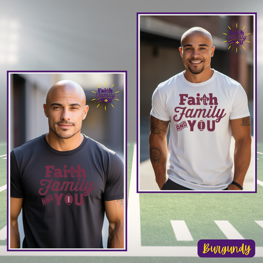 Football Devotion  - Faith Family and You Football Tees