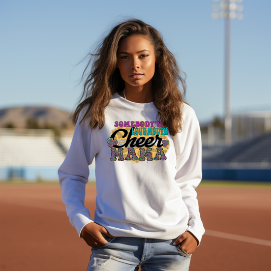 Loud Mama Pride: Cheer Mom's Vibrant Sweatshirt