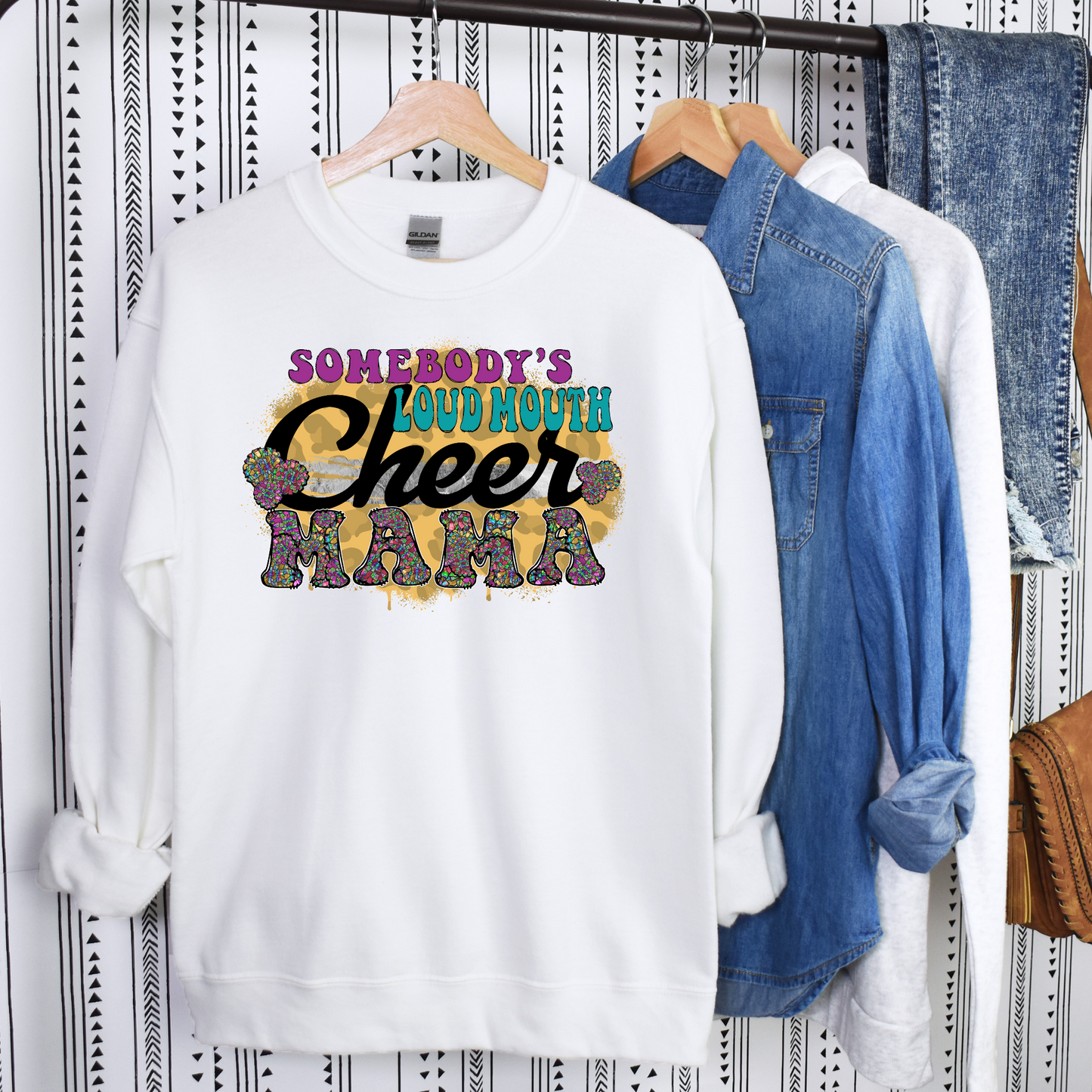 Loud Mama Pride: Cheer Mom's Vibrant Sweatshirt