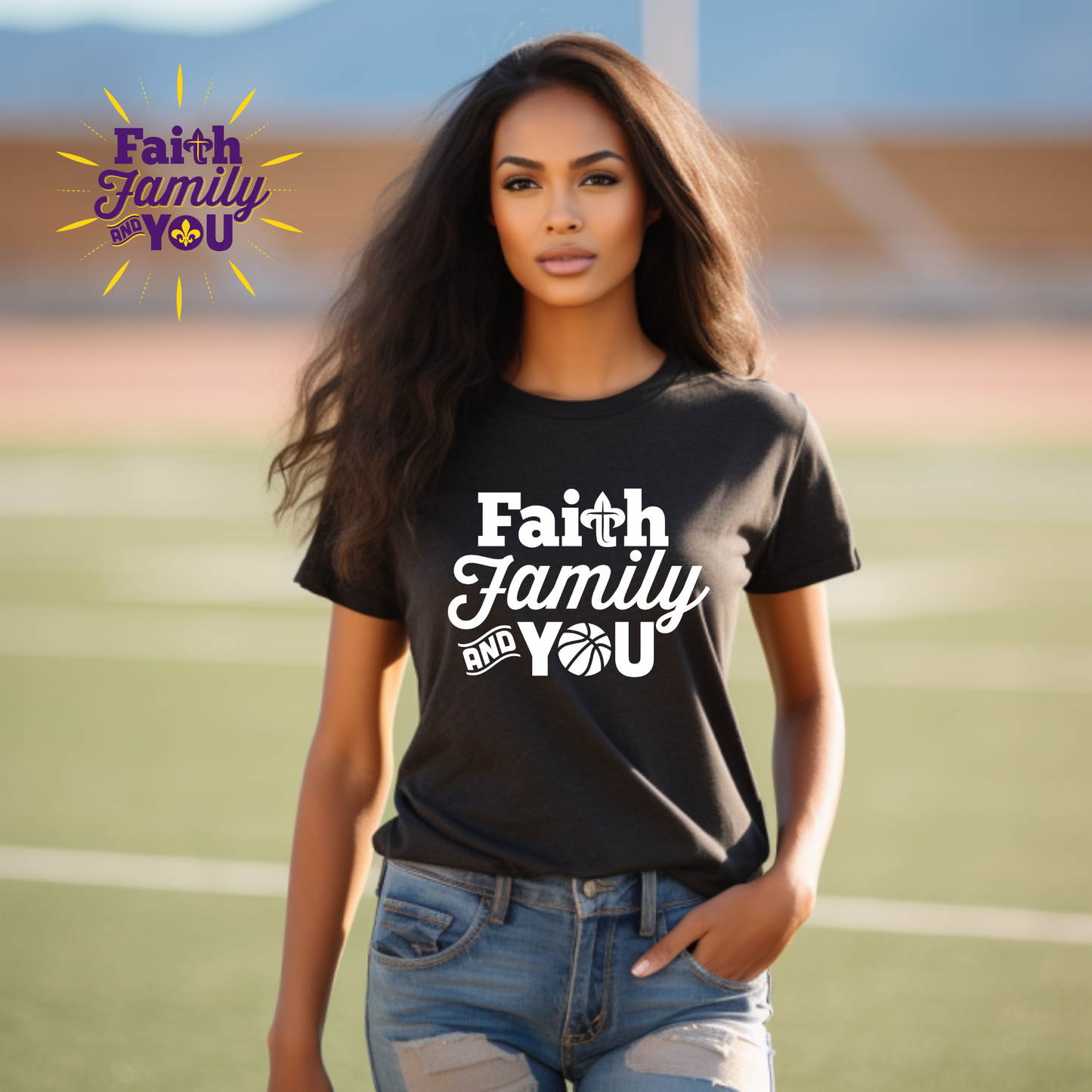 Triple Threat: Faith Family and You Basketball Tee