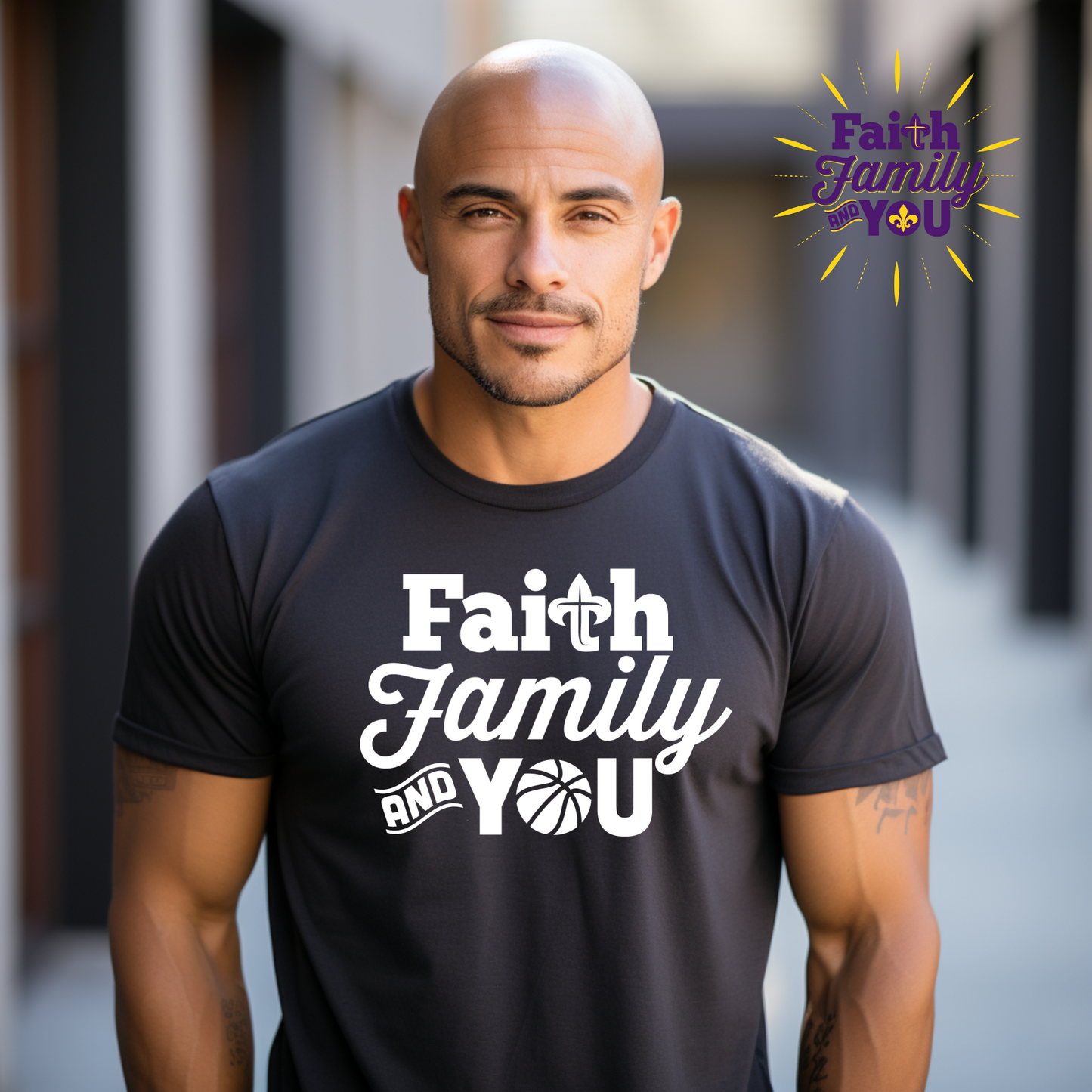 Triple Threat: Faith Family and You Basketball Tee