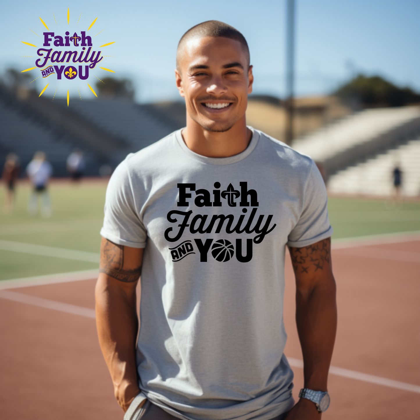 Triple Threat: Faith Family and You Basketball Tee