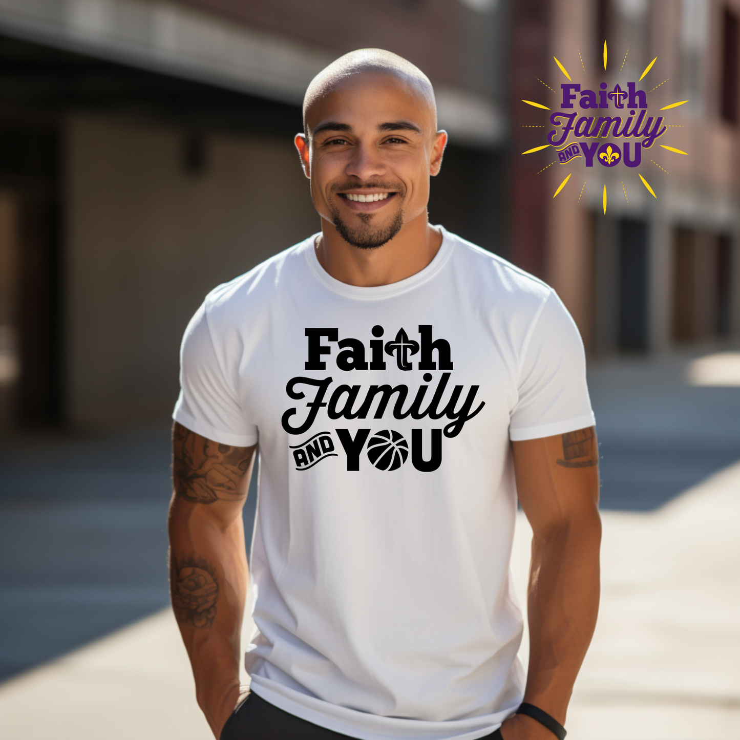 Triple Threat: Faith Family and You Basketball Tee