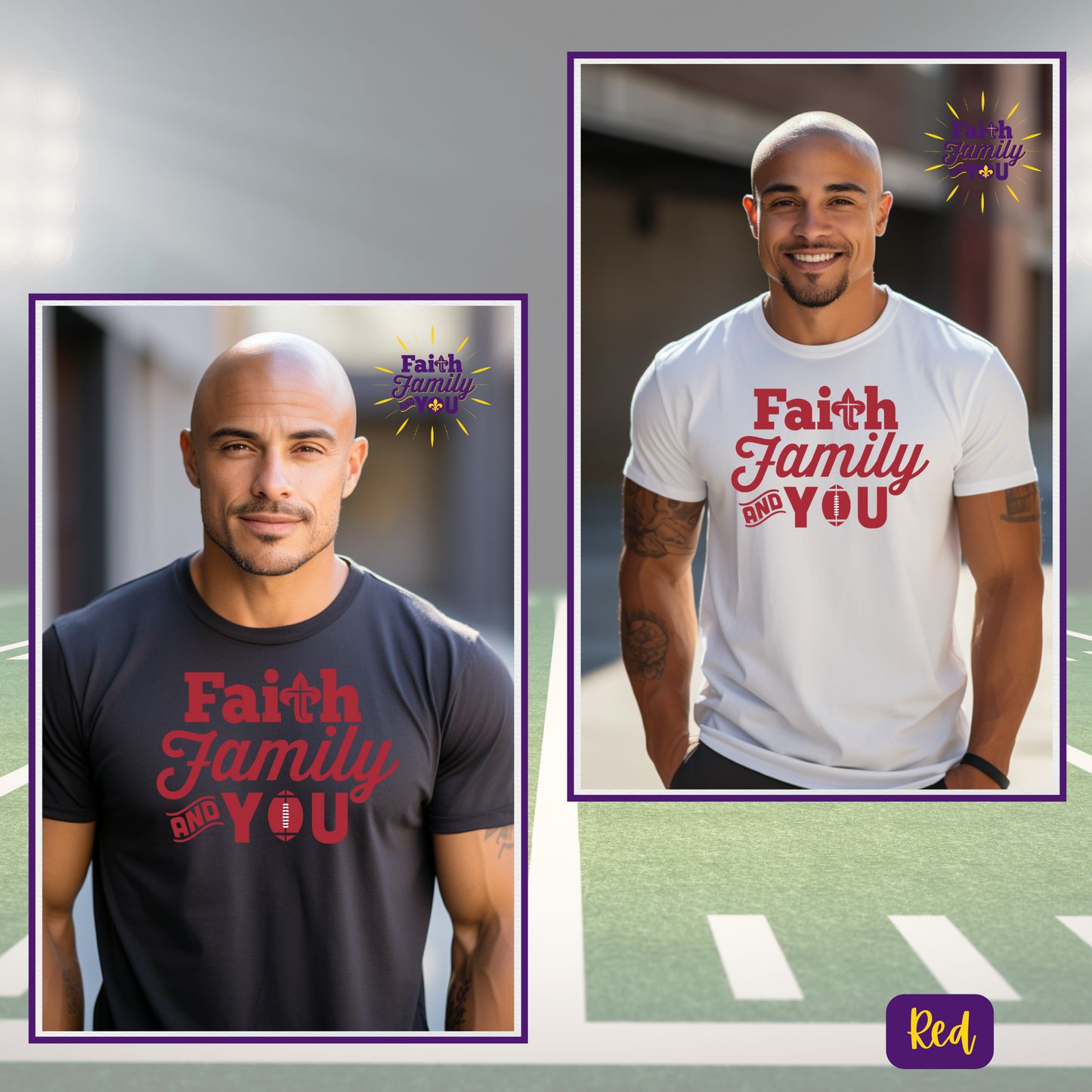 Football Devotion  - Faith Family and You Football Tees