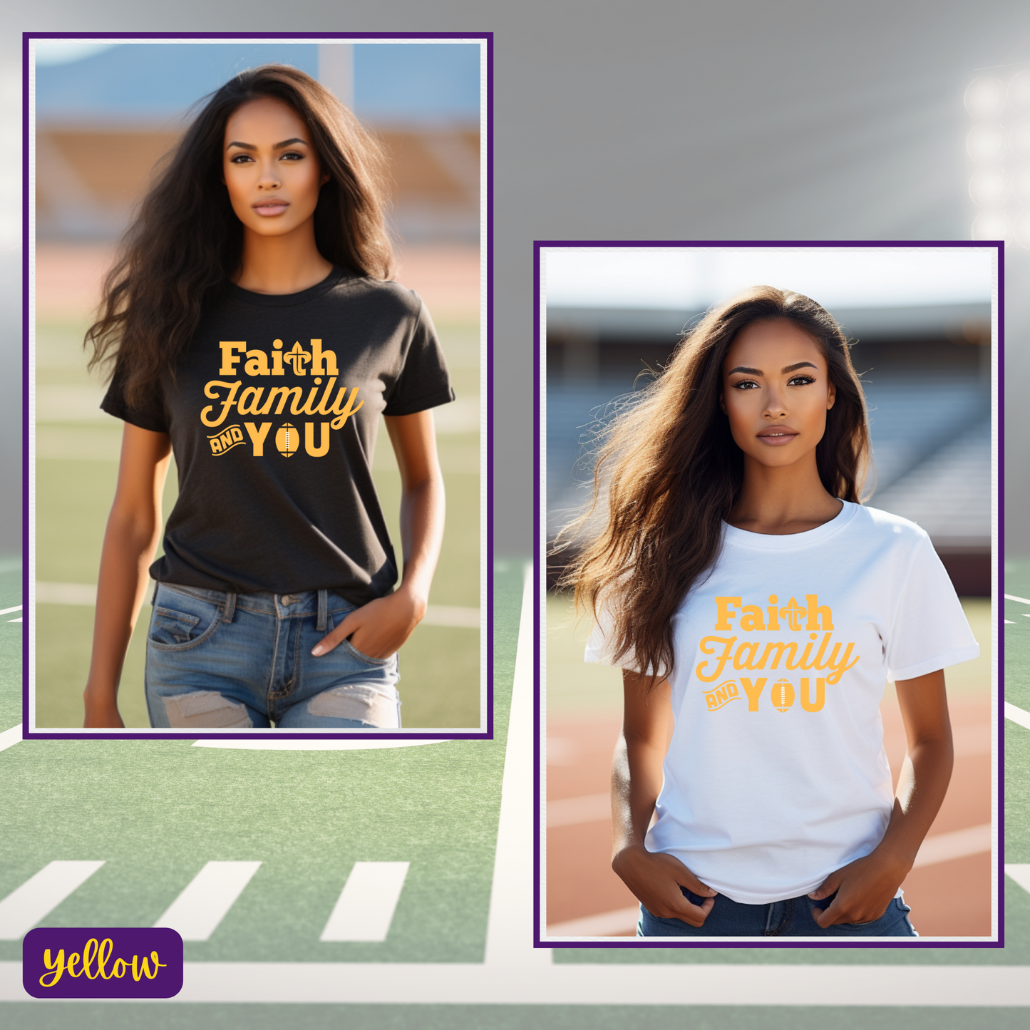 Football Devotion  - Faith Family and You Football Tees